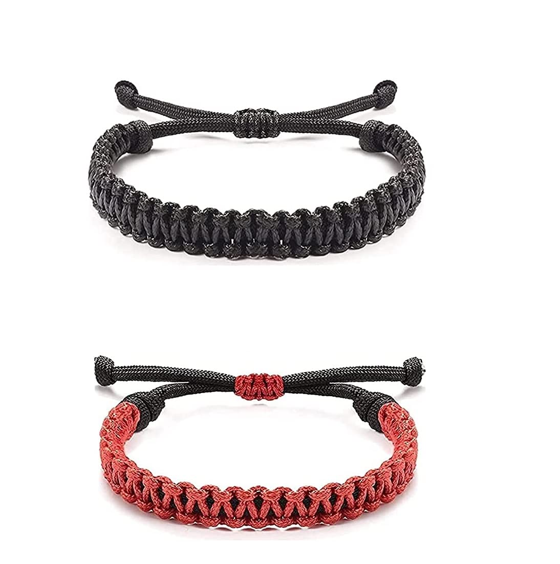 Handmade Braided Unisex Bracelets For Women Men Girls Boys Kids, Combo of 2 Bracelet (Black + Red) Colour Bracleet