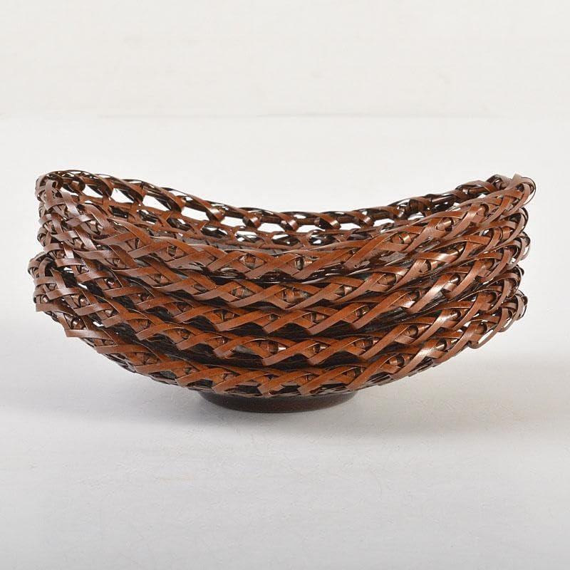 煎茶道具 平安 銅政造 黄銅 二段編 小判茶托 5客 共布共