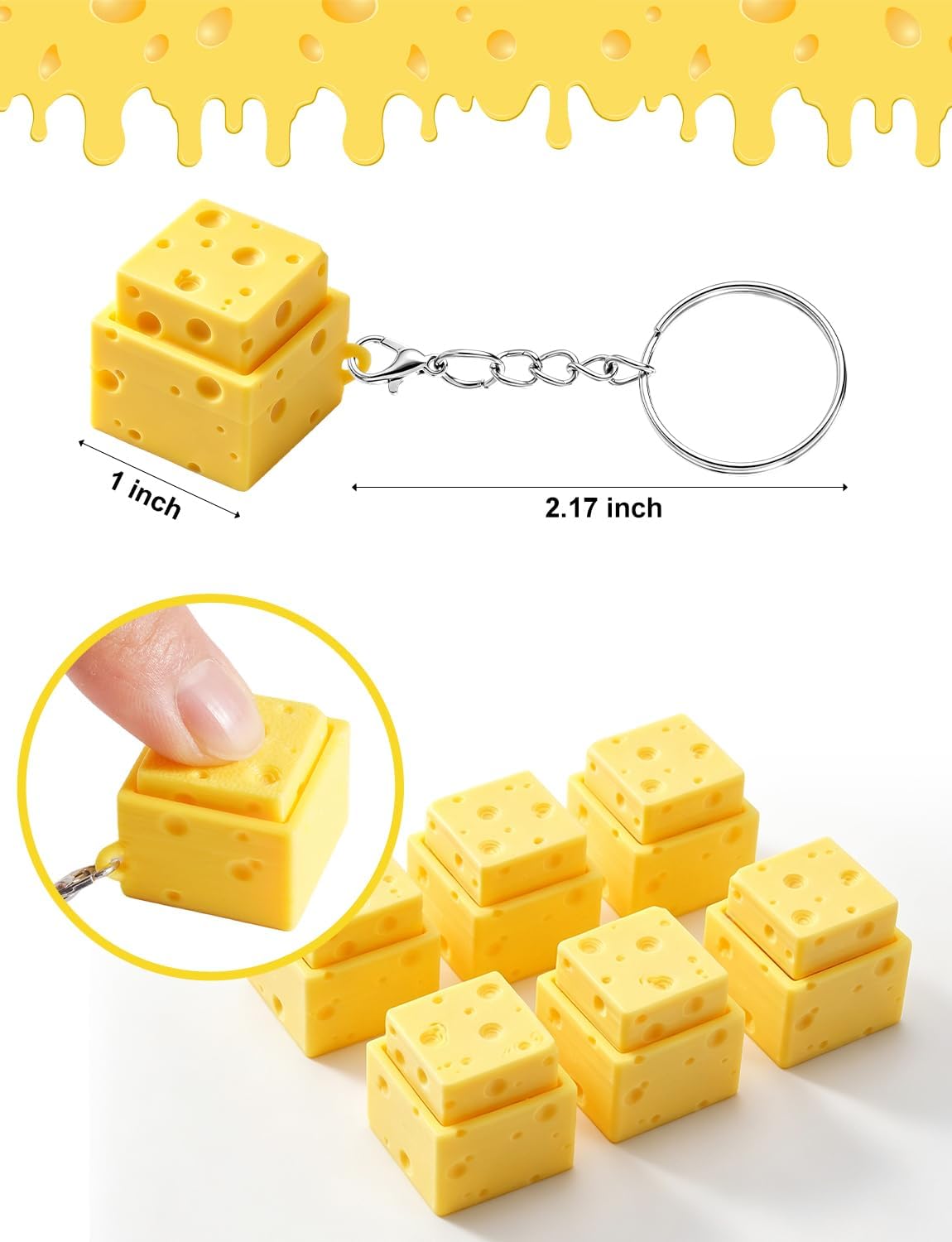 Cheese Keyboard Clicker Fidget Keychain Bulk,3D Printed