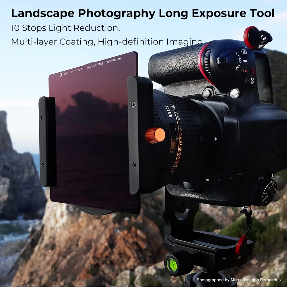 K&F Concept Filtre ND1000 Carré 100 X 100 mm et Porte Filtre avec 8 Bagues Adaptateurs Inclus pour Objectif Appareil Photo