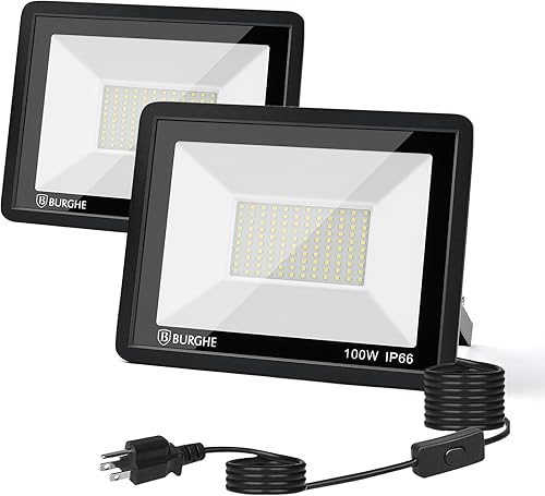 Luz de inundación LED con interruptor 200W IP66 impermeable profesional al aire libre reflector (2 unidades)