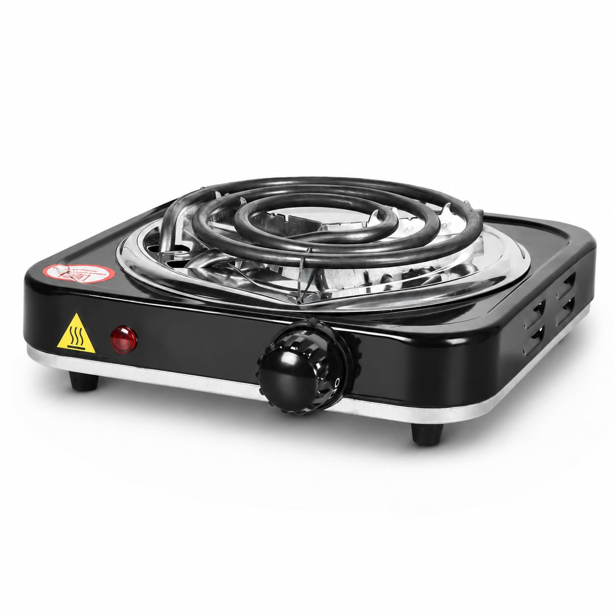Quemador eléctrico de encimera individual, estufa eléctrica portátil de 1000 W para cocinar con 5 niveles de temperatura ajustable y control de perilla estufa compacta para el hogar, recámara