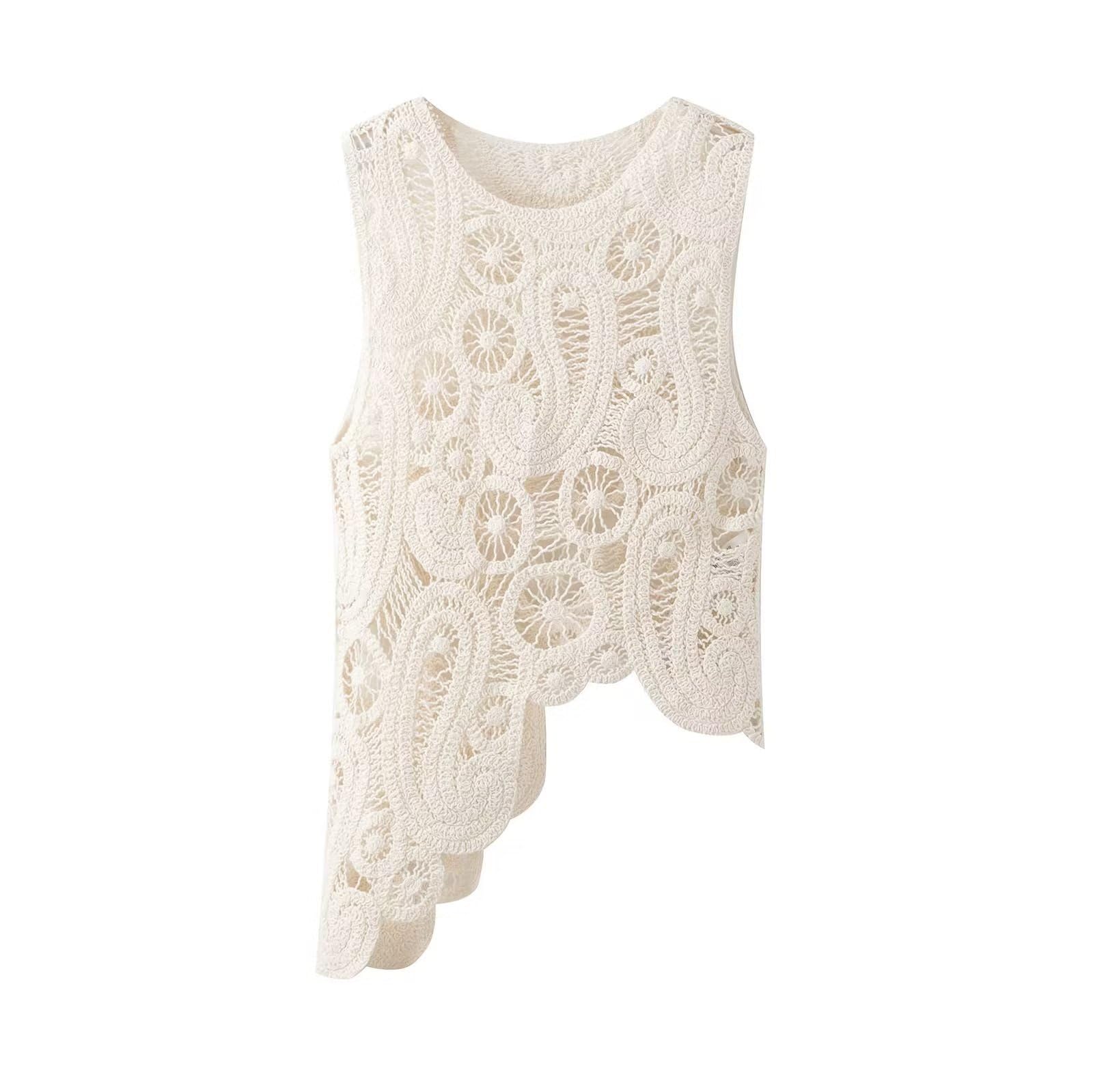 Gilet Maglione Asimmetrico da Donna Casual Gilet da Donna Senza Maniche in Maglia