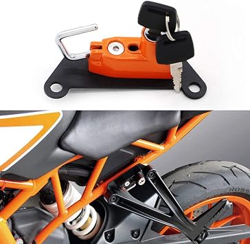 Motorcycle Helmet Lock Anti-Theft Helmet Security Lock Compatible with RC125/RC390 2014-Newer RC250 2015-Newer- Orange