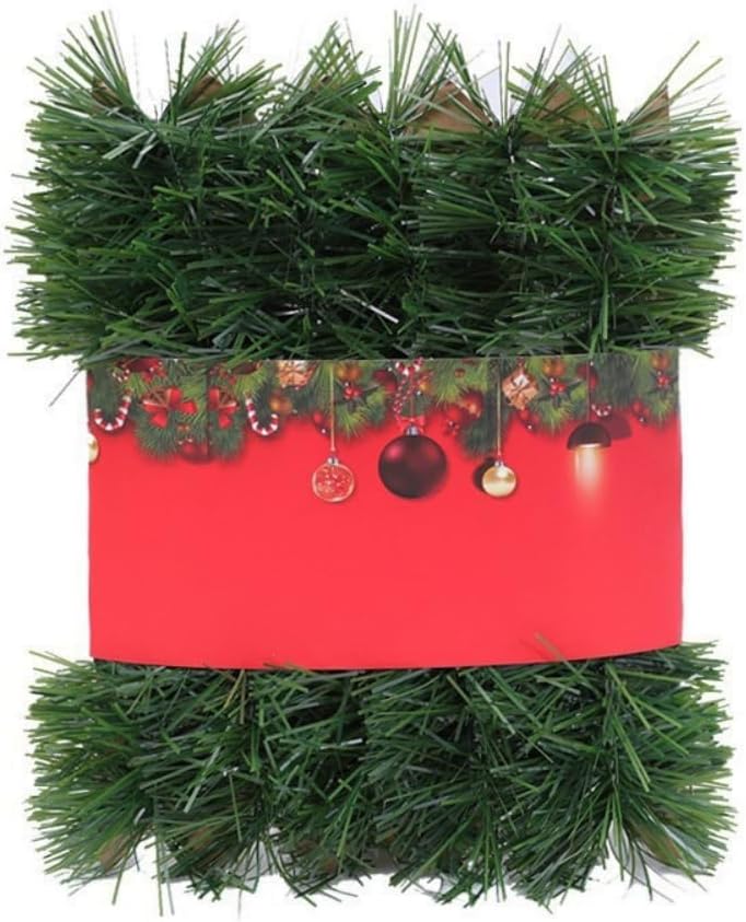 16.4ft Artificial Pine Garland, Green, Rectangular, Norfolk Pine Style, Christmas Decor for Outdoor Indoor