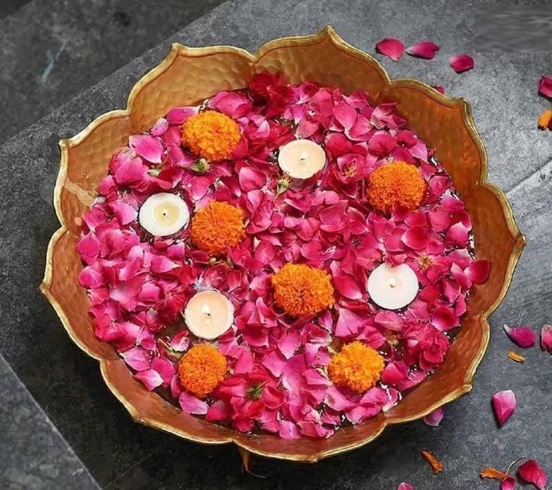 HMC Round Shape Metal Urli Pot with Taj Border for Home Decor Floating Flower Candle Decoration | Decorative urli Bowl for Home Decor | Taj Design Urli Traditional (10 Inch) (B0CC67NKYS) Amazon Price History, Amazon Price Tracker
