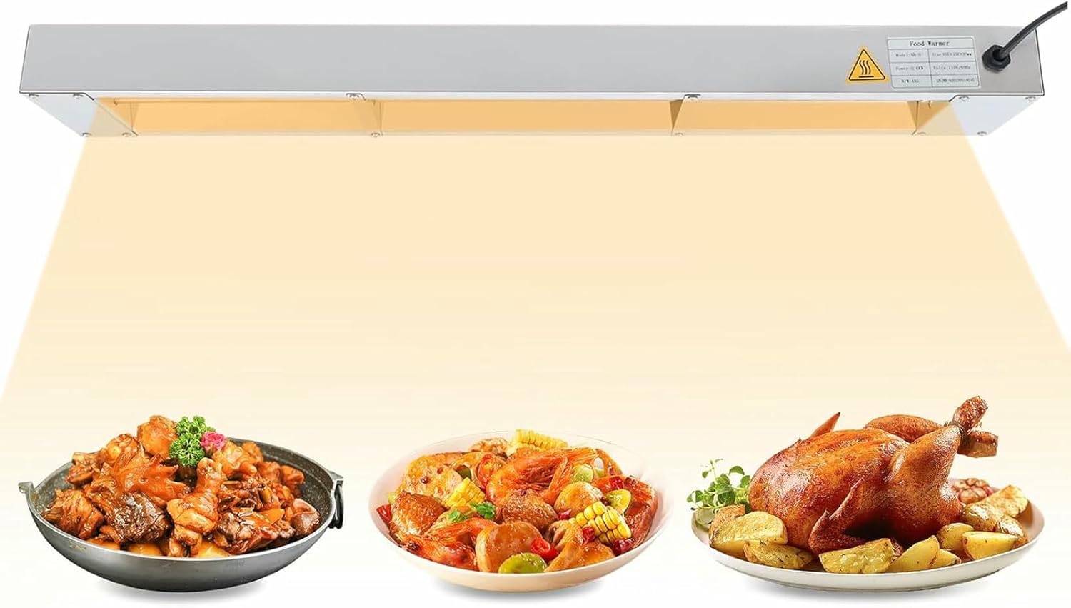 36 Inch Commercial Food Warmer Infrared Strip Heater, 600W Hanging Heat Lamp Stainless Steel Overhead Warmer for Restaurant Buffet, Home Kitchen