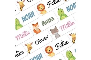 melu kids® Name Labels for Kids, Clothing & Items - Self-Adhesive Personalized Waterproof Labels