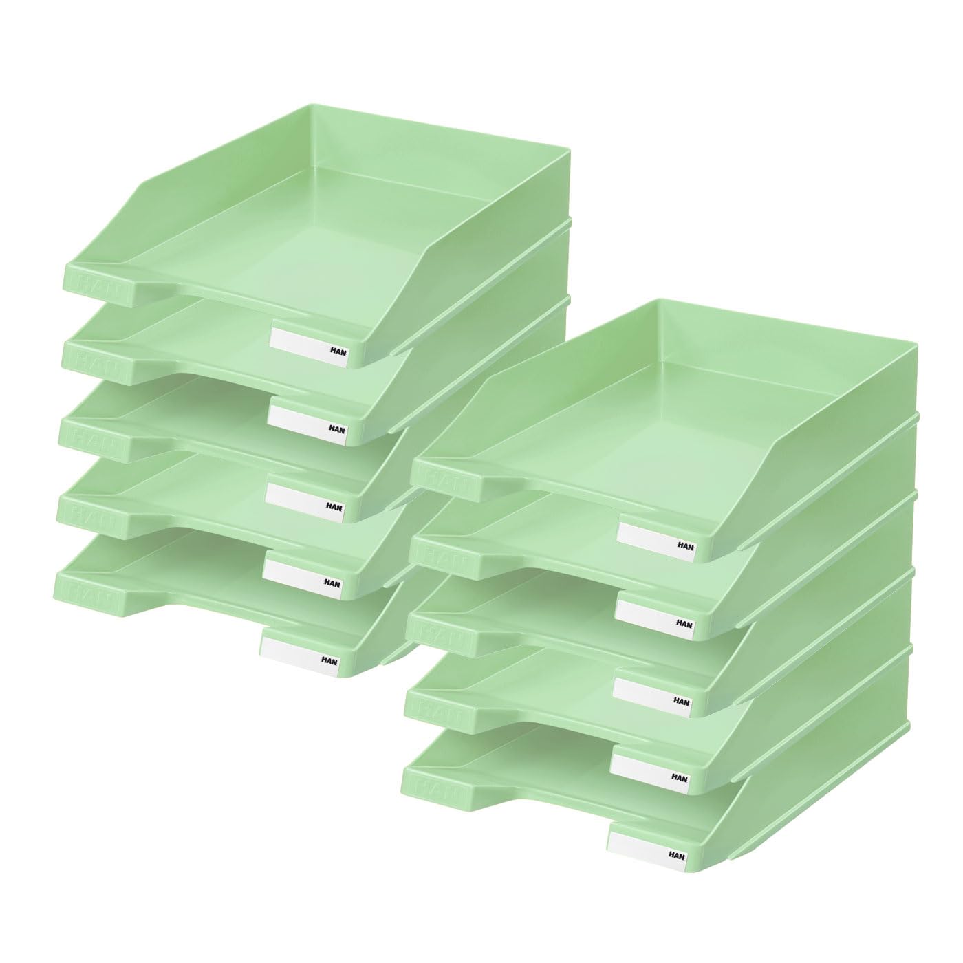 HAN Classic Letter Tray, Pack of 10, Modern, Stackable Shelf in Fresh Design up to A4/C4 Format, 1027-X-805, Pastel Green