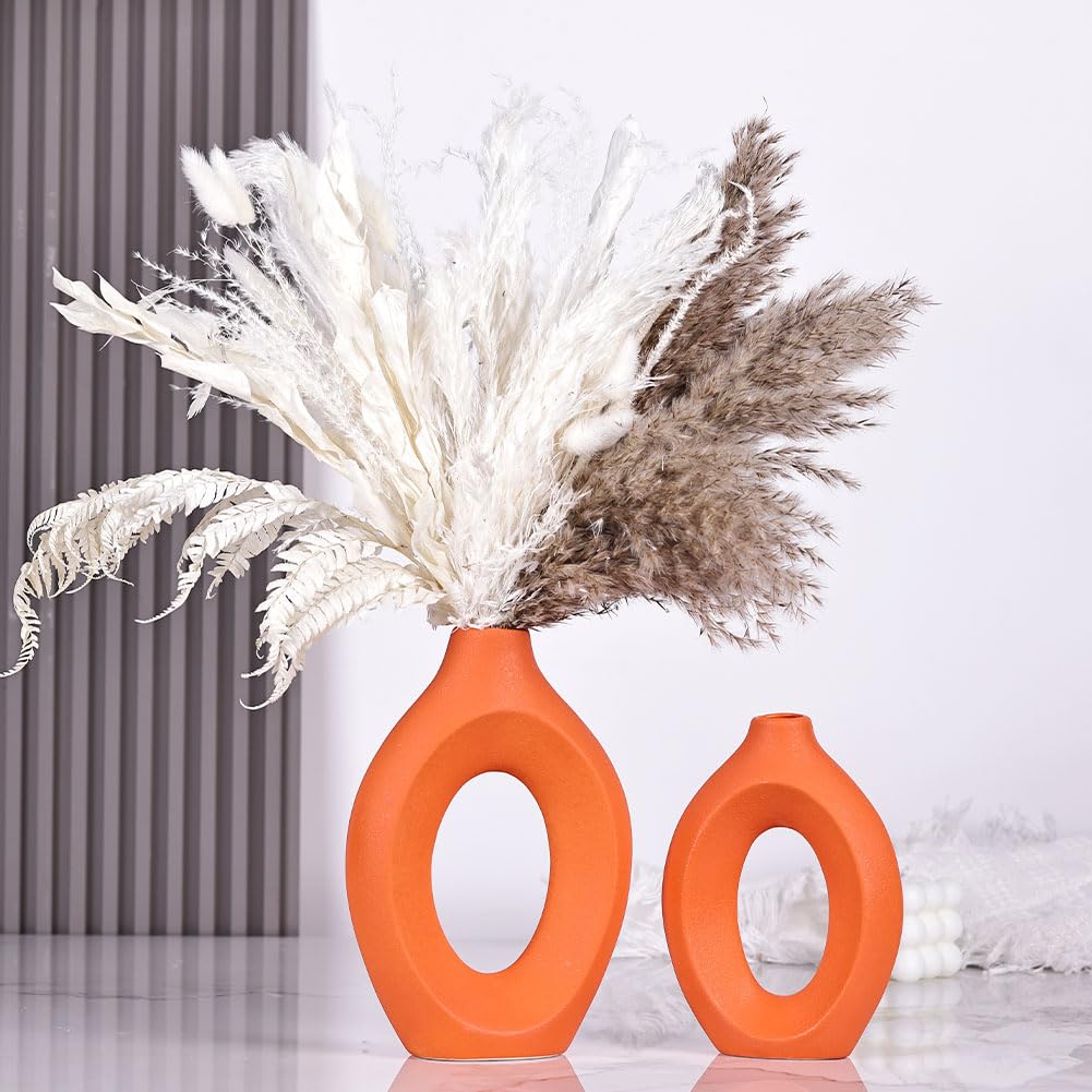 Gele Keramische Vaas voor Bloemen, Moderne Boho Home Decor Stijl, Geschikt voor Plank, Open Haard, Boekenplank, Woonkamer Tafel & Entree (Geel