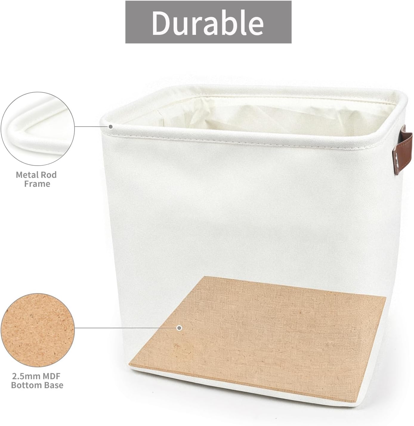 Bagnizer Collapsible Fabric Storage Cubes 11x11 Cube Storage Bins, 4 Pack Closet Baskets Box with Handles for Organizing, Shelf, Toys, Clothes, Home, Office, Nursery (White) image 5