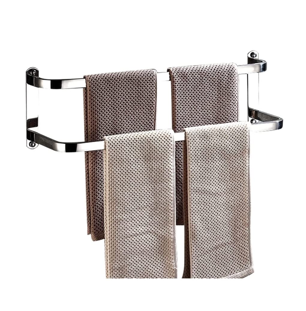 Towel Rack Rail Holder Wall Mounted Multi-Function Shelf For Kitchen Bathroom Bar Holder(Double Layers,58)