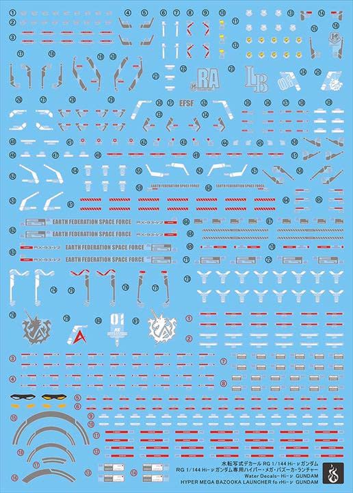 RG Hi-ν ガンダム＆ハイパーメガバズーカランチャー＆水転写デカール Amazon | 蛍光!! HG RG EG 1/144 ロボット MS 炎社ディテールアップ