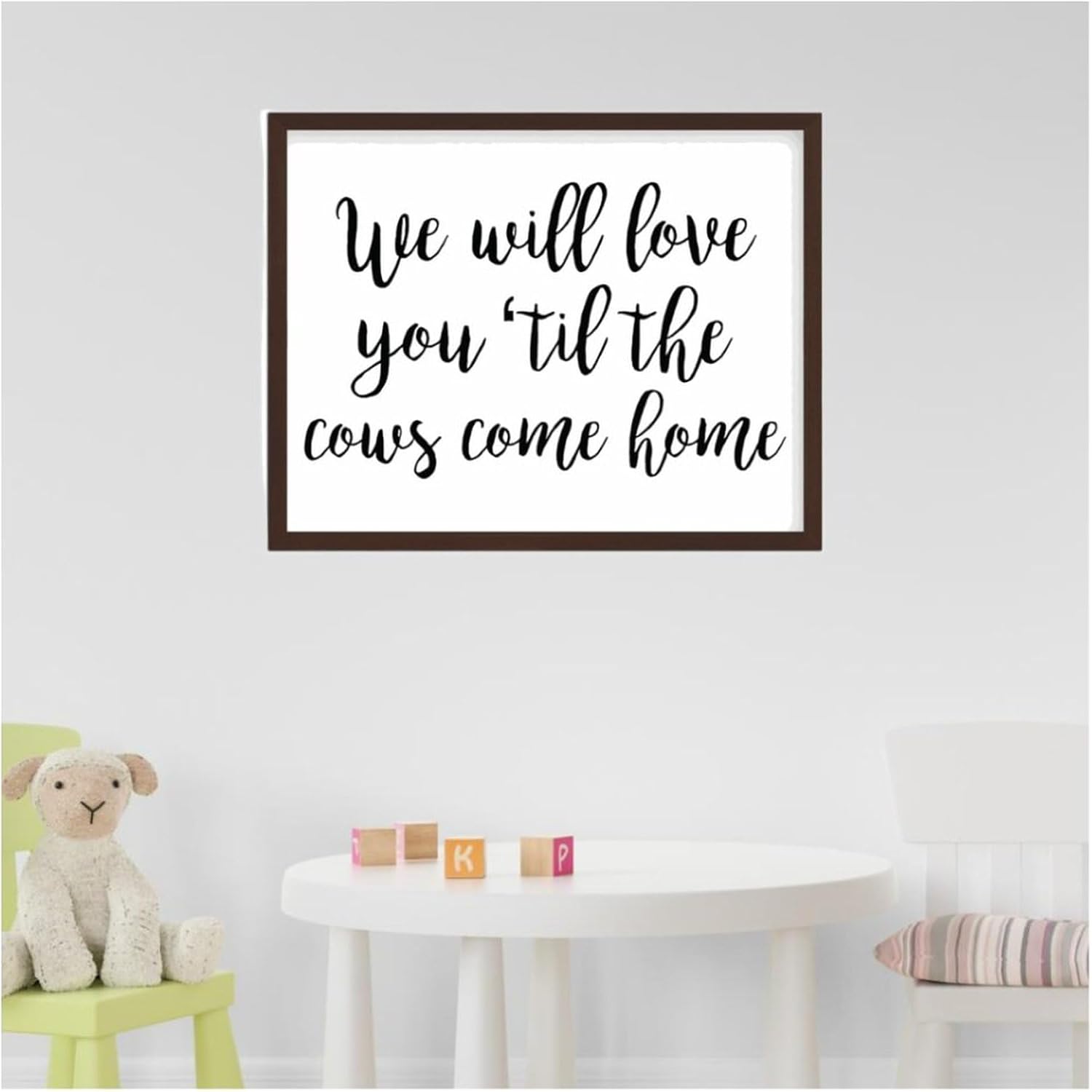 We Will Love You Til The Cows Come Home, Nursery Sign, Farm Theme Nursery Decor, Farmhouse Nursery Decor, Black Farm Nursery Sign, Baby Boy Gift 20x16 inch