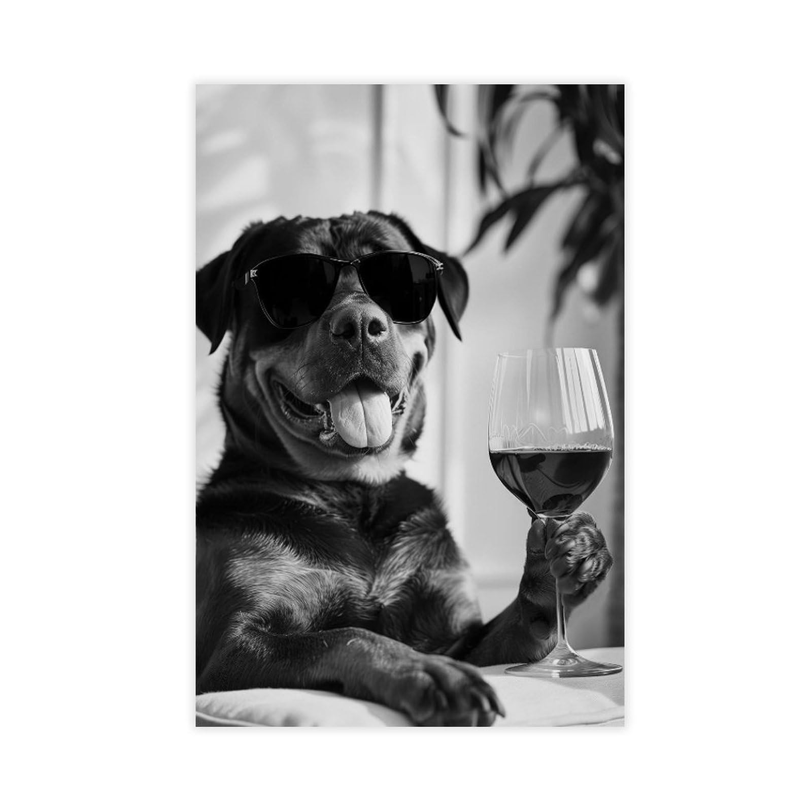 NCUDANK Rottweiler Drinking Canvas Poster Wall Art Decor Print Picture Paintings for Living Room Bedroom Decoration 20x30inch(50x75cm)