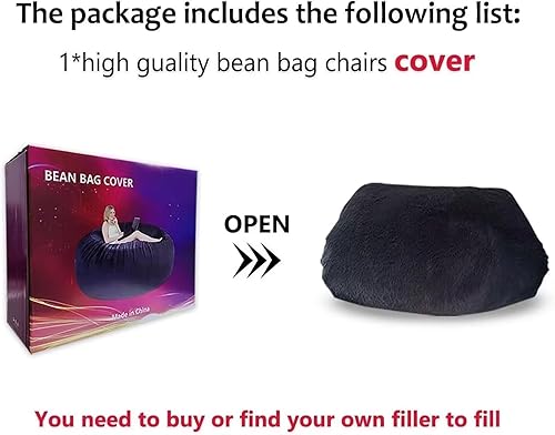 Miniatura 4 de kgitpve Funda para puf (sin relleno, solo funda) para puf de terciopelo fotovoltaico, grande, redondo, cómodo, puff para cama (4 pies, negro)