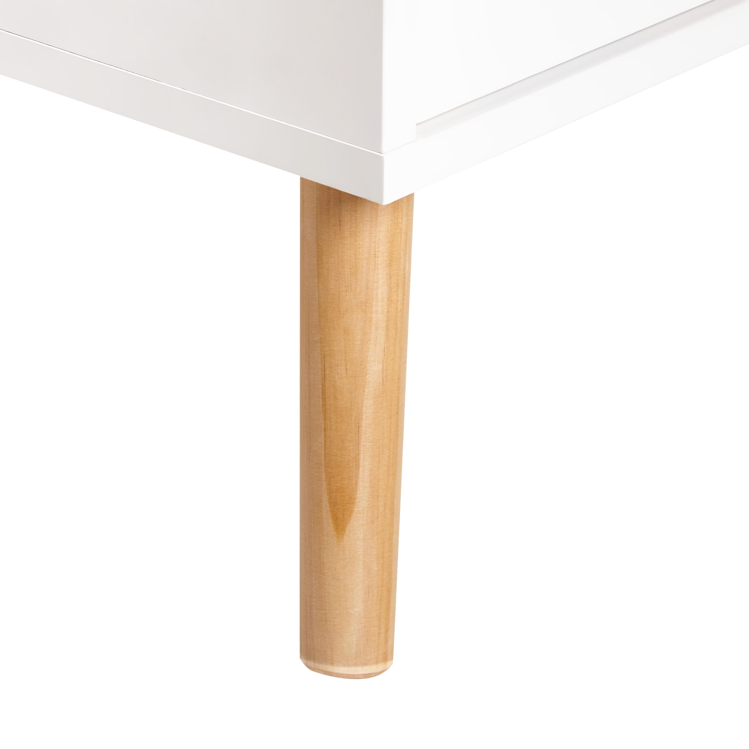 Cassettiera scandinava 6 cassetti gambe in legno bianco