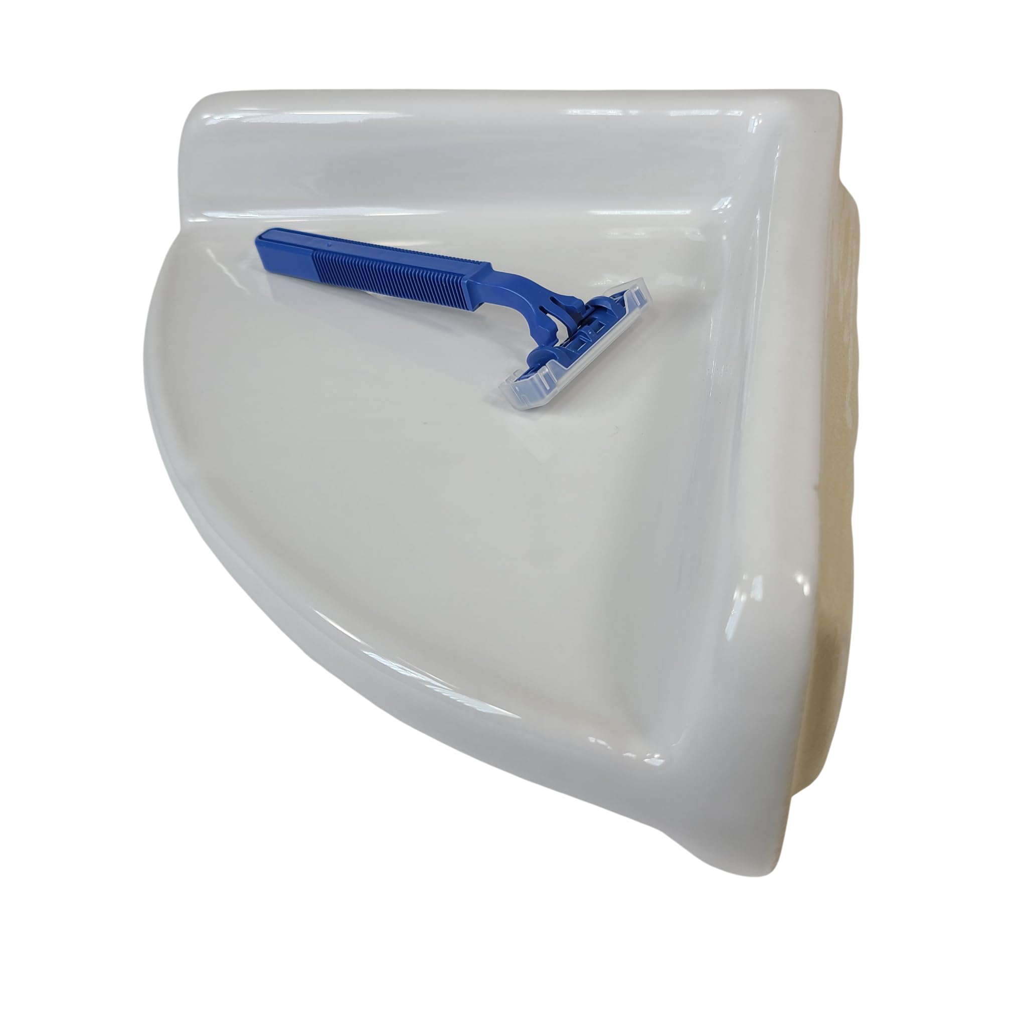 Snow White Ceramic Tile Shower Corner Tray Soap Dish Shampoo Caddy Vintage Mid Century Modern Retro
