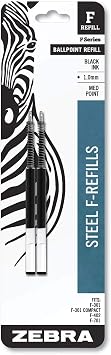 Zebra, 85412, Refill for F-301, F-301 Ultra, F-402, 301A, Spiral Ballpoint, Med, Black, 2/Pack, Sold As 3 Packs 6 Refills Total
