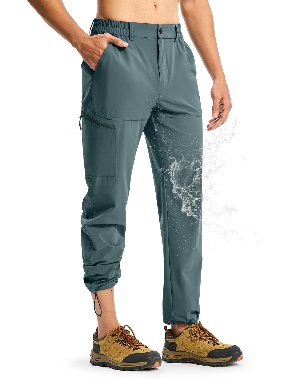 TBMPOY Men's Lightweight Hiking Pants Quick Dry 4 Pockets Stretch Water Resistant Travel Fishing Convertible Zip Cargo Jogger