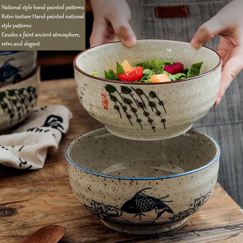 4 miski na ryż, ceramiczne miski do zupy, nowa chińska zastawa stołowa do restauracji, domowe czapki bambusowe w stylu narodowym, miski na makaron instant, 18 cm