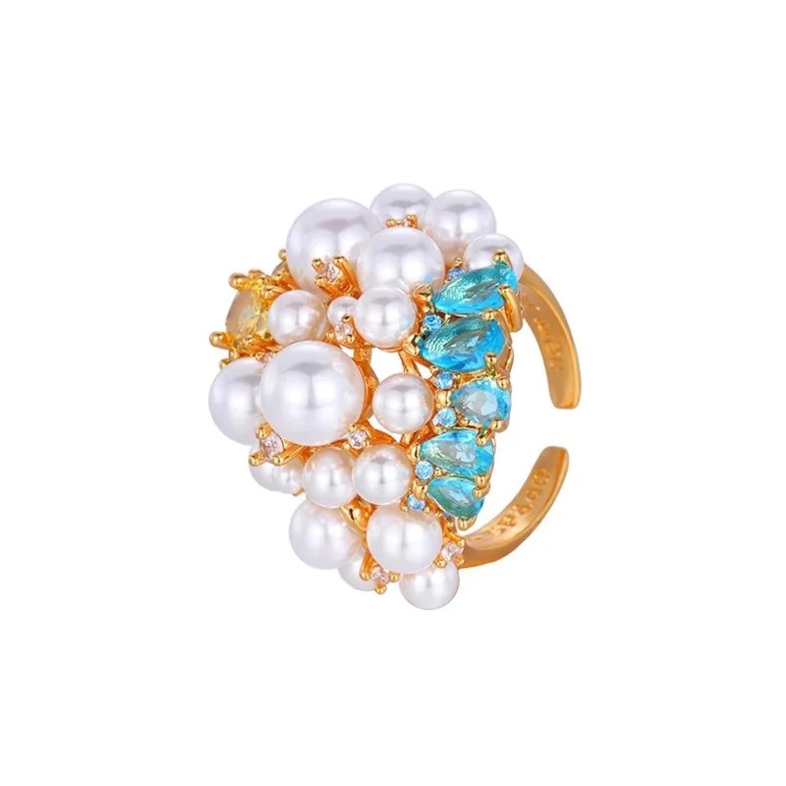 Ring Ringe Damen Bijouterie Herren Vintage Öffnung Verstellbarer Perlen Zirkon Ring Für Frauen Nischen Design Einzigartiger Exquisiter Schöner Personalisierter Zeigefingerring