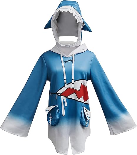 Amazon ホロライブ コスプレ衣装 がうる ぐら ユニフォーム アンカーキャラクター Cosplay 衣装 フード付きワンピーススーツ 青 萌えグッズ 学園祭 文化祭 イベンド 仮装 プレゼント コスプレ 仮装 通販