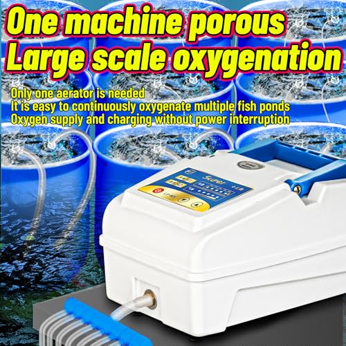 Image of Air Pump 18-46W with Adjustable Air Flow, 6 Valve Manifold for Aquarium, Fish Tank, Fountain, Pond&Hydroponics, 396 /634 /1030GPH (with stione)