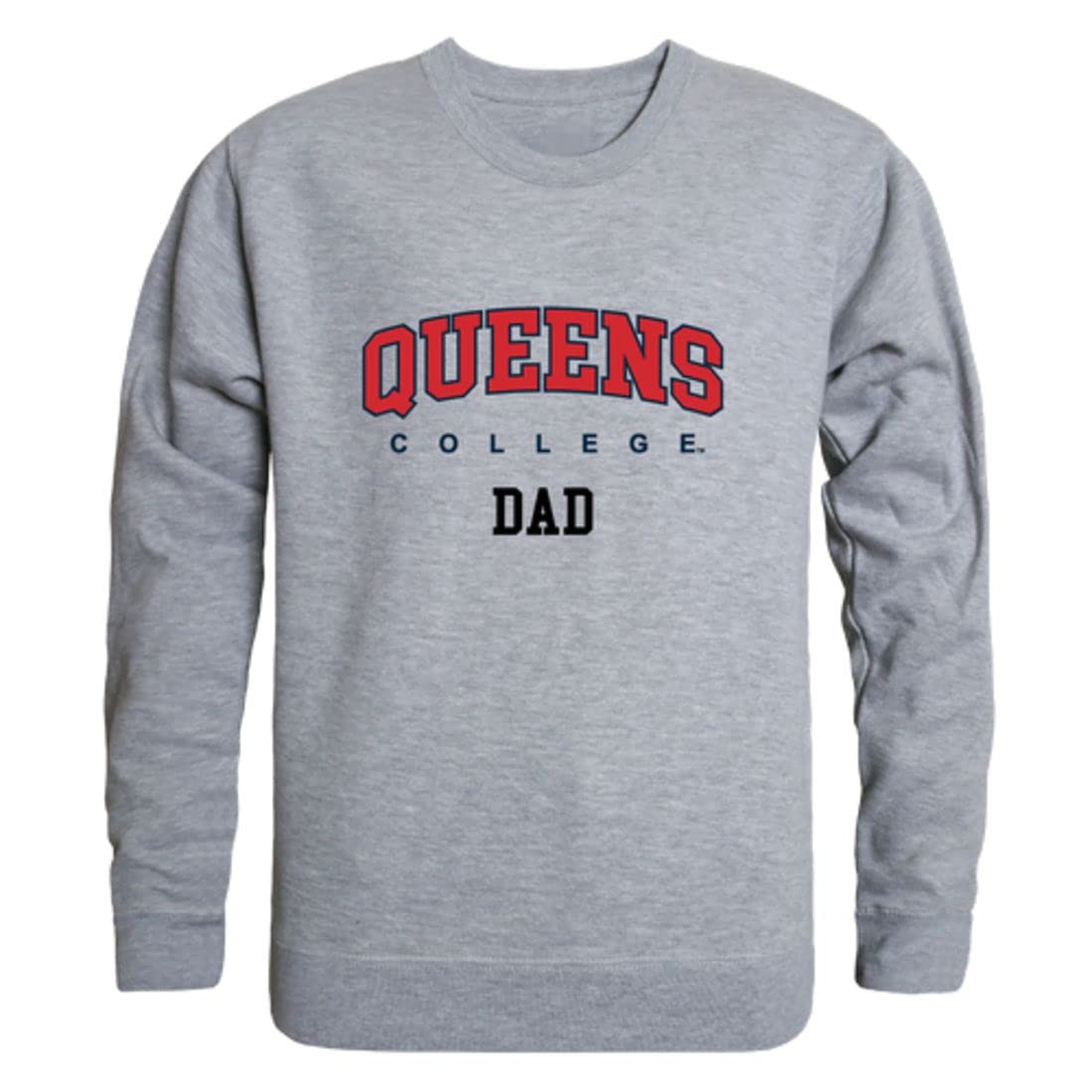 CUNY Queens College Knights Dad Fleece Crewneck Pullover Sweatshirt Heather Grey
