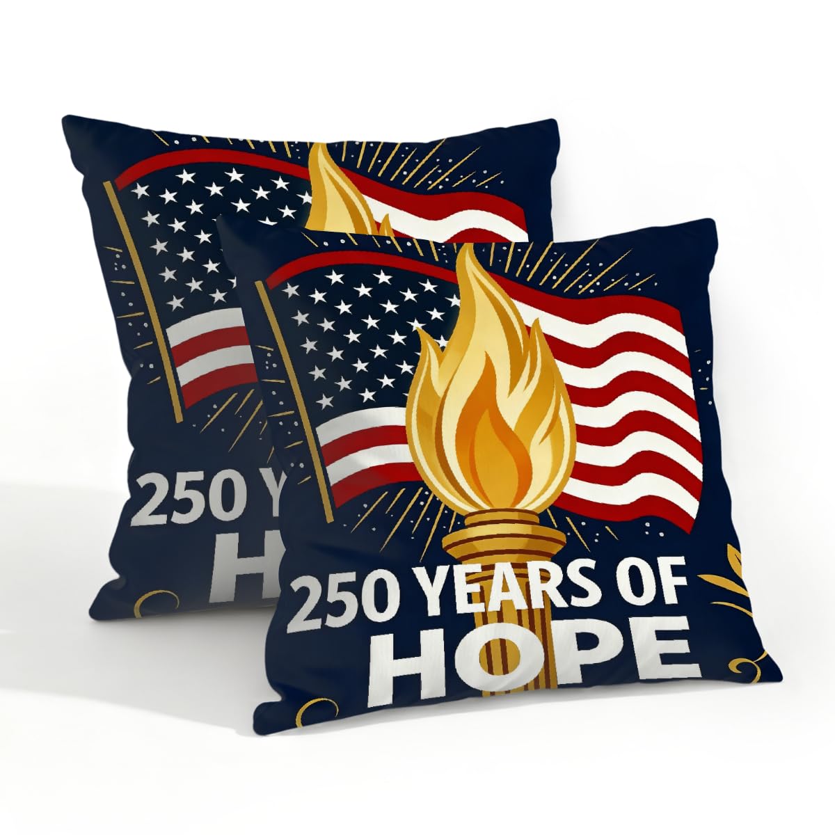 Outdoor Pillow Covers Waterproof Pillowcases 20x20in Set of 2 American Flag 250 Years of Hope Decorative Throw Cushion Case for Couch Sofa Garden Patio Furniture