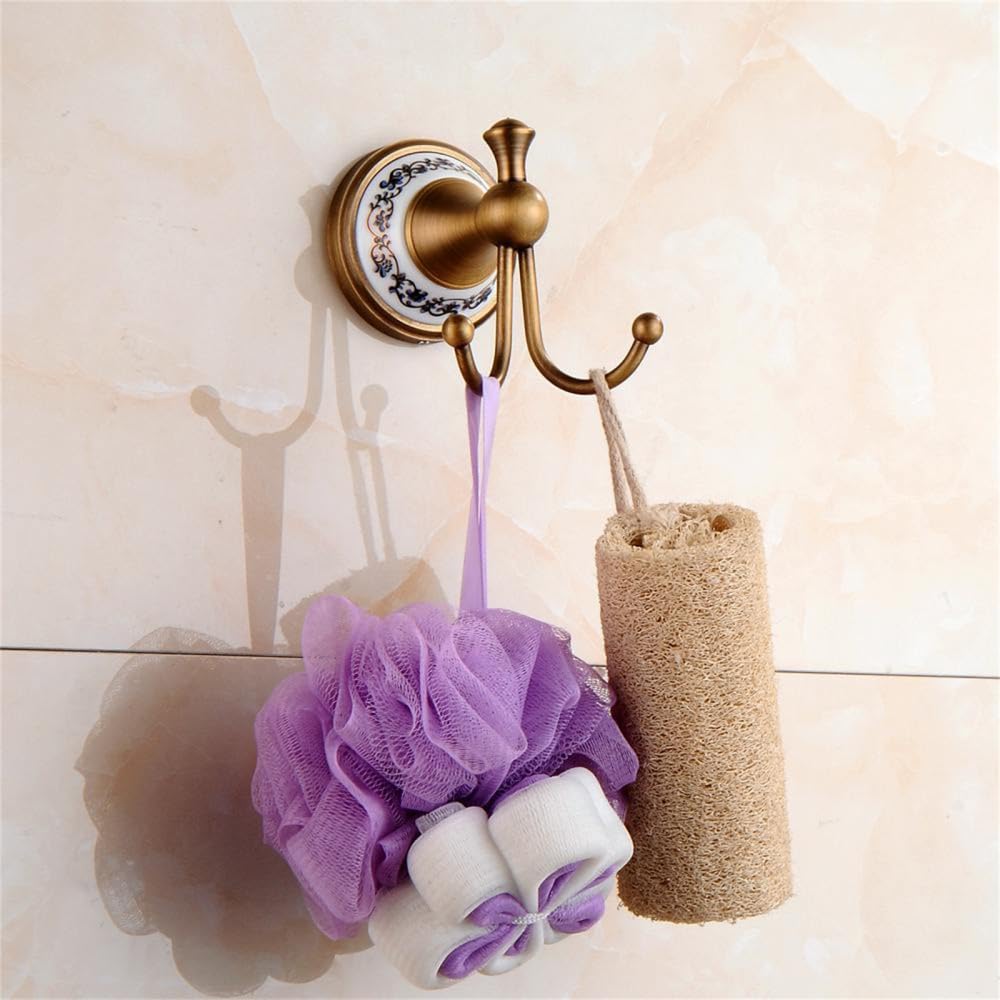Set di accessori per il bagno in bronzo antico Mensola per asciugamani Porta asciugamani Porta carta igienica Gancio Prodotti per il bagno in ceramica,porta accappatoio,A