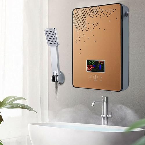 Juego de calentador de agua eléctrico sin tanque, calentador de agua de calentamiento instantáneo con pantalla LCD, calentador de agua caliente,