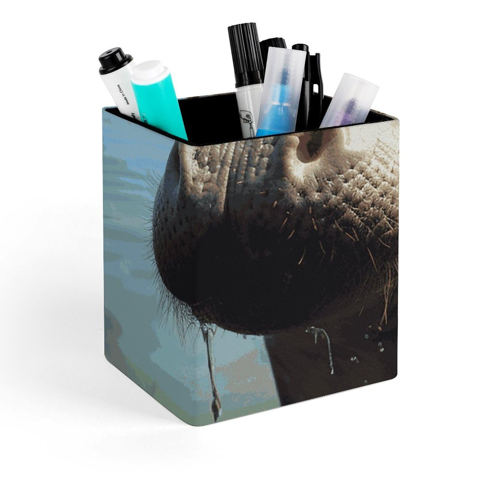 Porte-stylo carré en cuir hippopotame pour résoudre le désordre sur votre table de bureau