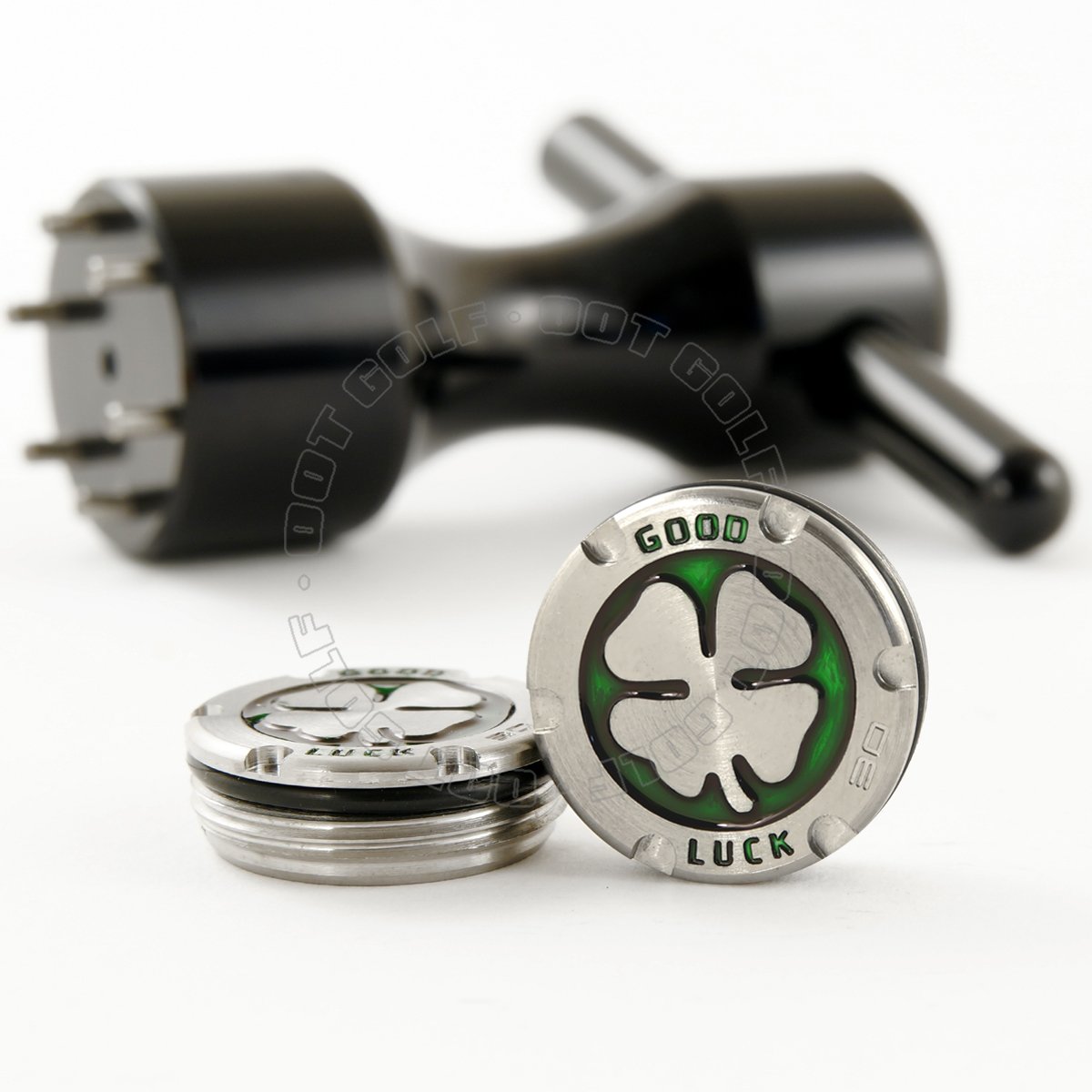 19th Hole Custom Shop 2 of 30g Deluxe Tour Style Weights for Scotty Cameron Putters + Wrench, Lucky Clover, Green (Black)