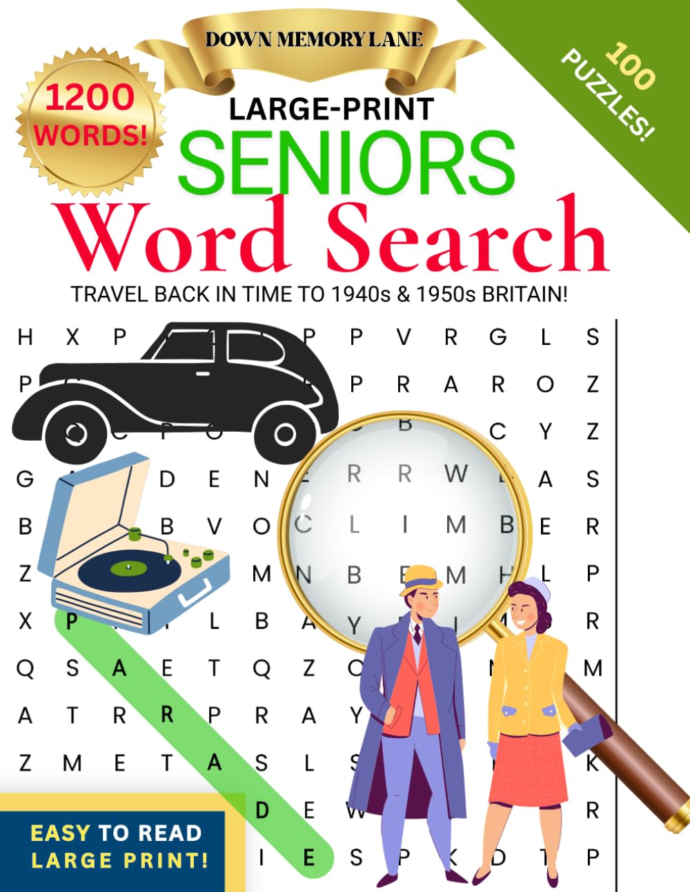 Large Print Seniors Word Search: Travel back in time to 1940s and 1950s Britains
