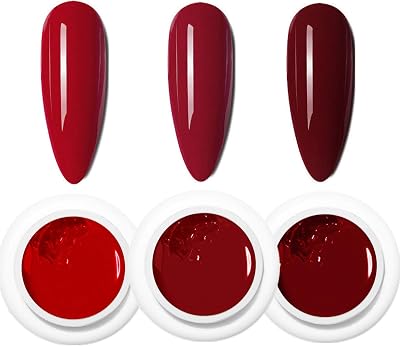 3Pcs Cream Paint Gel Cherries Red Nail Art Solid Varnish Adhesive Nail Glue Gel Nail Gel Art Polish Pigment UV Gel Adhesive Resin Shining Lacquer Painting UV Gel