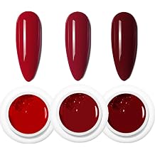 3Pcs Cream Paint Gel Cherries Red Nail Art Solid Varnish Adhesive Nail Glue Gel Nail Gel Art Polish Pigment UV Gel Adhesive Resin Shining Lacquer Painting UV Gel