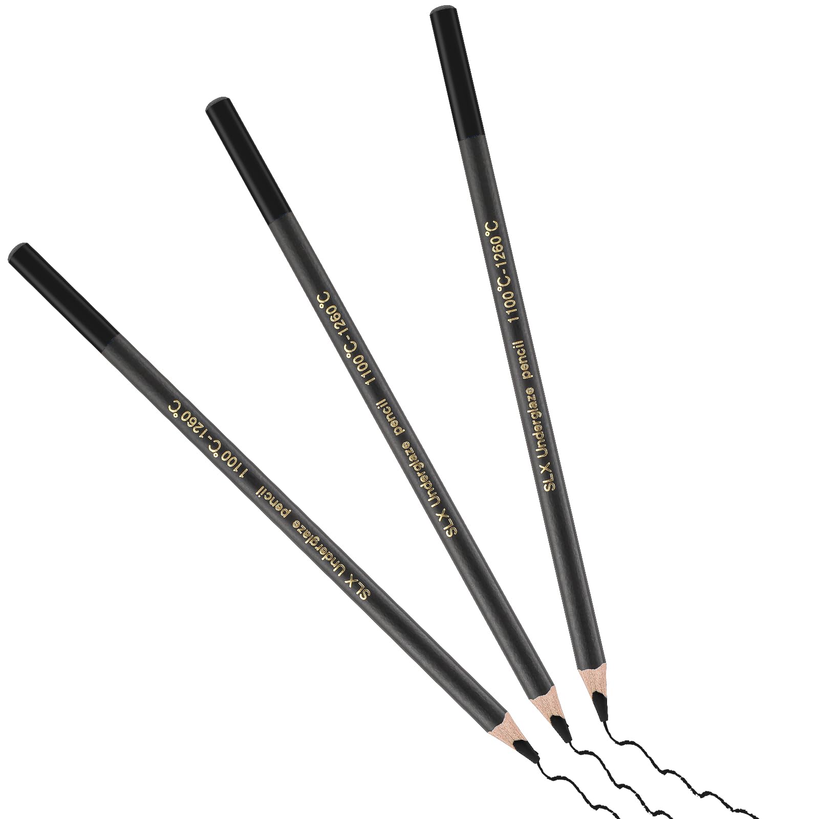 Dunzoom - Paquete de 3 lápices de bajo esmalte negros para cerámica, bizcocho, herramientas de esmaltado para decoración de cerámica, artistas, creación de arte cerámico, detalles finos, bocetos y sombreado