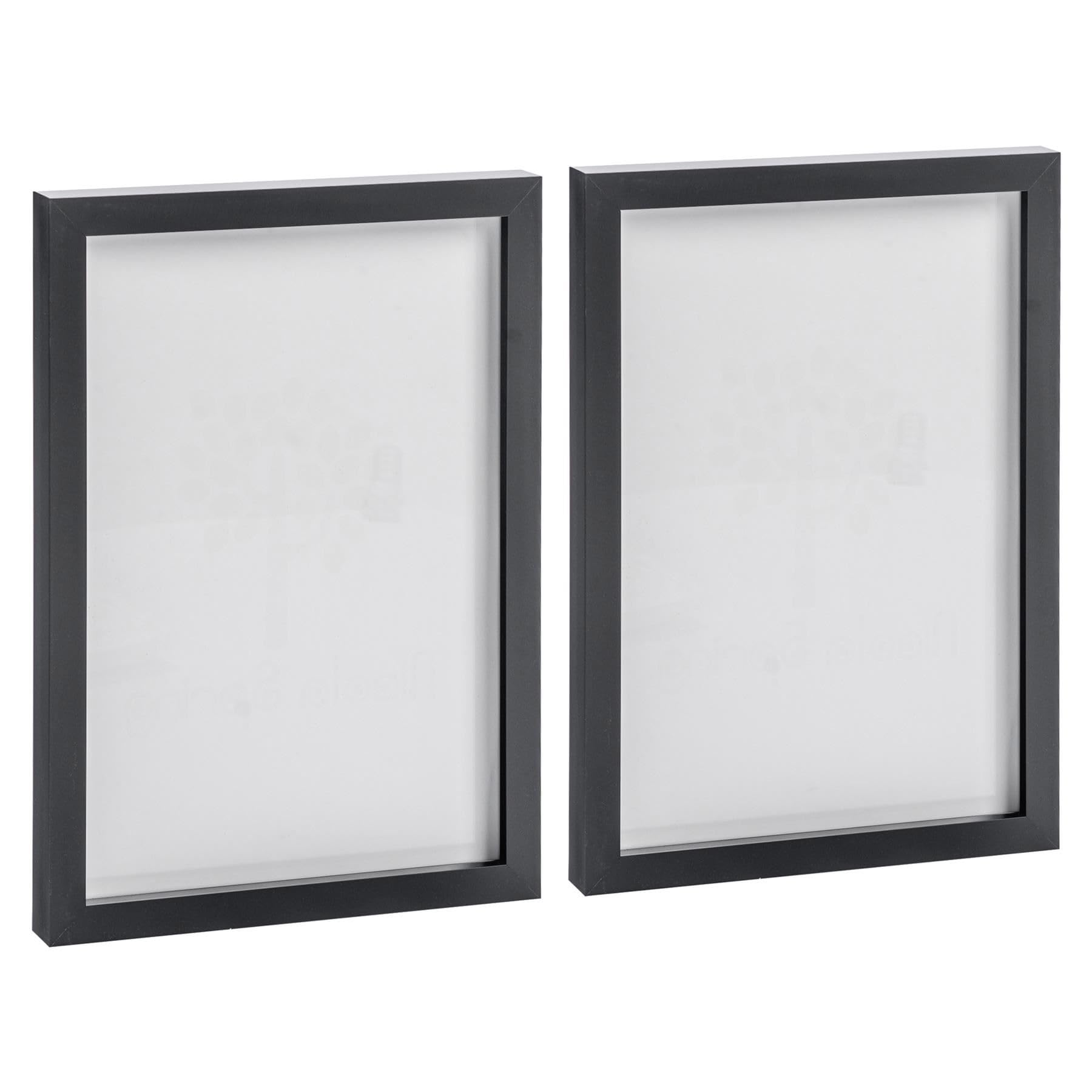 Nicola Spring A4 Photo Frame - Fits Photo Size 8 x 12 (20 x 30cm) - Pack of 2 - Black Wall Mounted Portrait Picture Photo Frame with Stand Freestanding Photo Certificate Display Poster