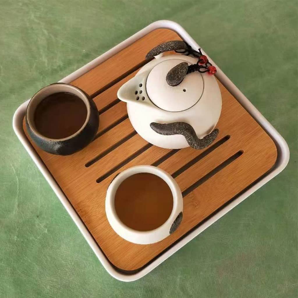 DFGHNBVC Tea Set, White Porcelain Tea Set With 1 Teapot Set, 2 Tea Cups, 1 Tea Tray, Tea Serving Tray, Cute Asian Tea Set For Tea Lover/Women/Men