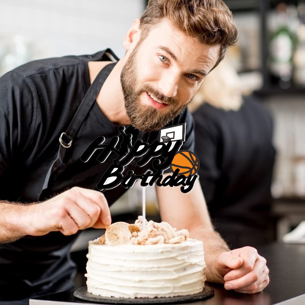 Déco Gâteau Basket GmeDhc | Cake Topper Anniversaire Thème Basketball | Enfant/Adulte | Papier Haut Qualité | Fête Sportive