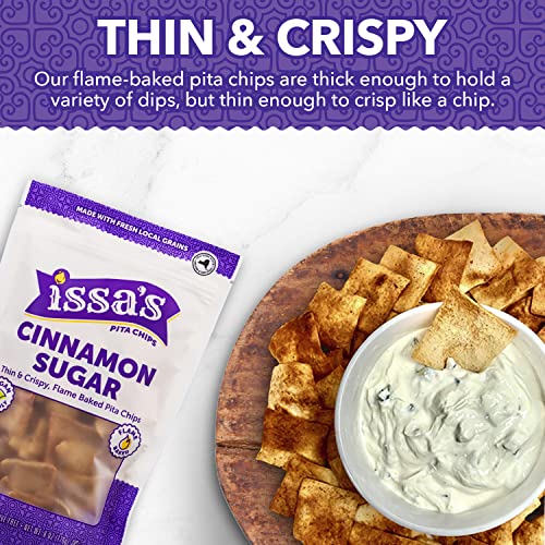 Issa's Pita Chips Lebanese Style Flame Baked Sweet Cinnamon Sugar Pita Chips | Kosher, Vegan, Crispy And Thin Pita Chips With No Preservatives | 6 Packs Of 6Oz Individual Bags Of Pita Crisps #TOP3