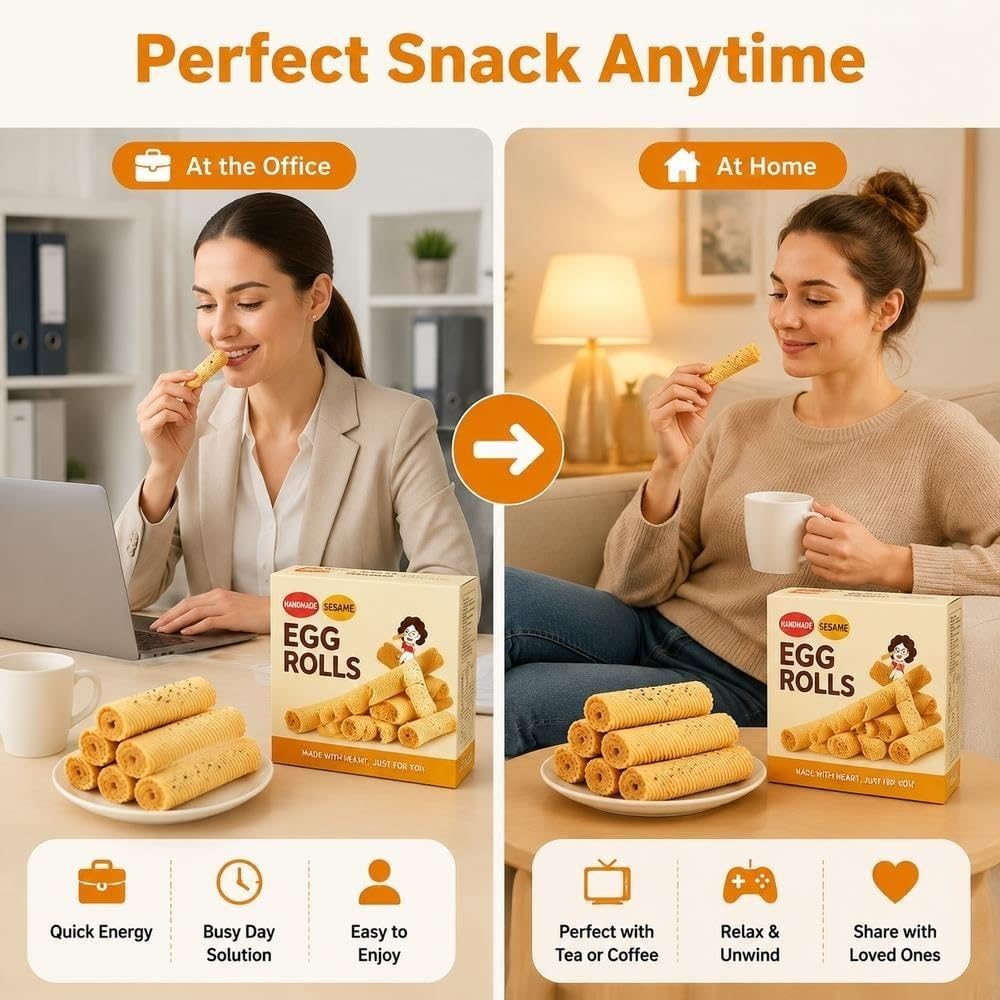 Rollo De Huevo Con Sésamo Galletas Crujientes 520g Party Snack