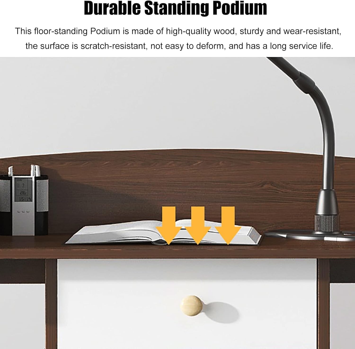 Moderno leggio in legno da 122 cm, pulpito da chiesa, altezza regolabile, design elegante, ideale per eventi, scuole e presentazioni, polipito versatile per tutti gli ambienti
