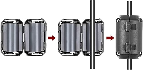 Miniatura 4 de Clip de cable de filtro de ruido RFI EMI con núcleo de anillo de ferrita, para cable de alimentación USBvideo - 0.197 in  negro  10 piezas