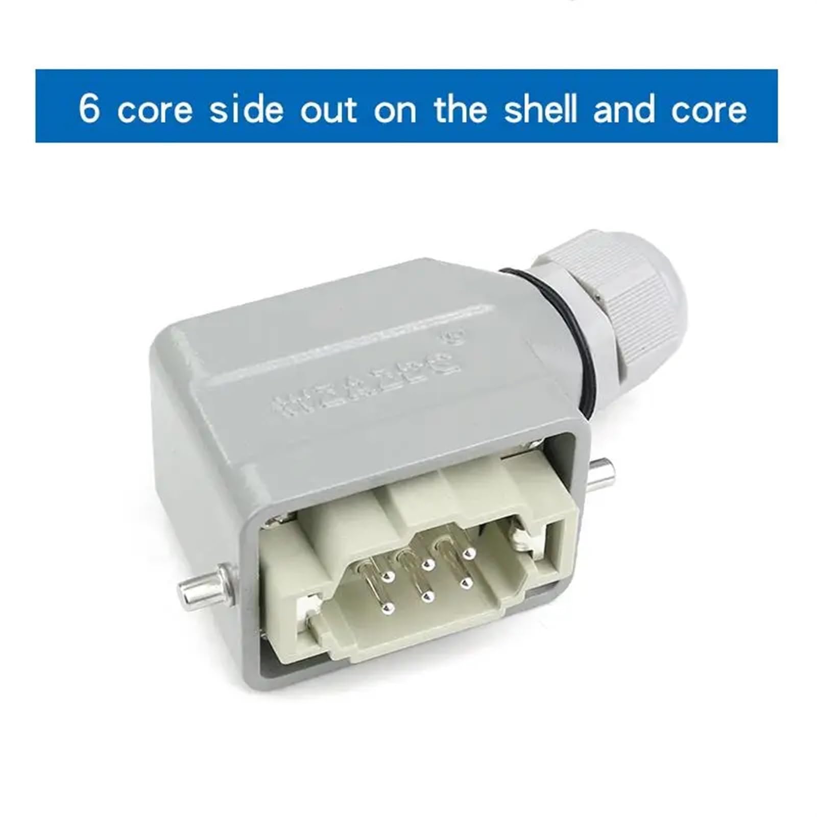 HDC-HE-006-F/M Industrieller rechteckiger Hochleistungsstecker, wasserdicht, Luftfahrt, 6-polig, Buchse und Stecker, 500 V, 16 A(Male Plug Side Out)