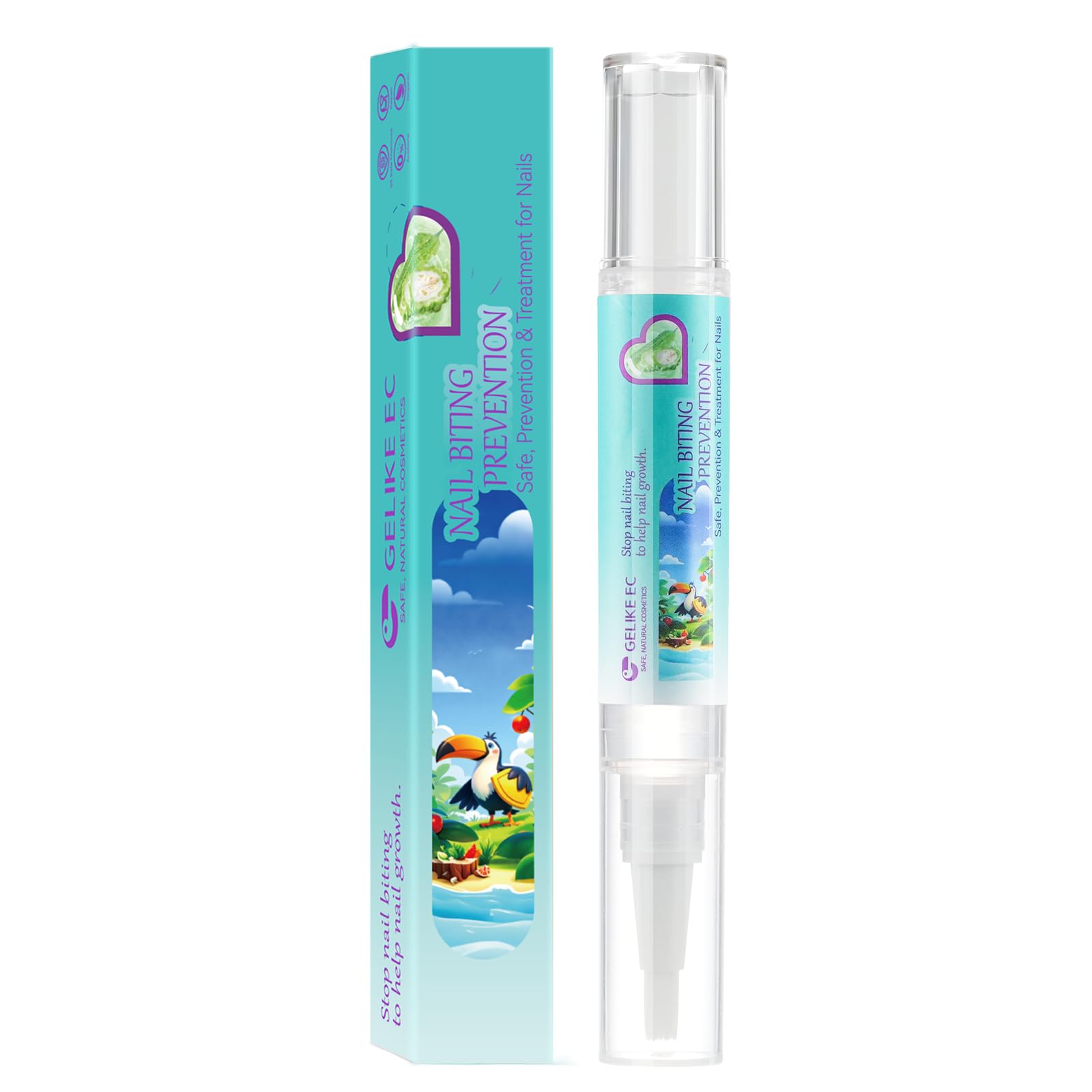 Nail Biting Prevention Pen: Gelike EC Stop Biting & Finger Sucking Treatment - Organic Fast-Drying Waterproof Solution - Bitter Taste Deterrent