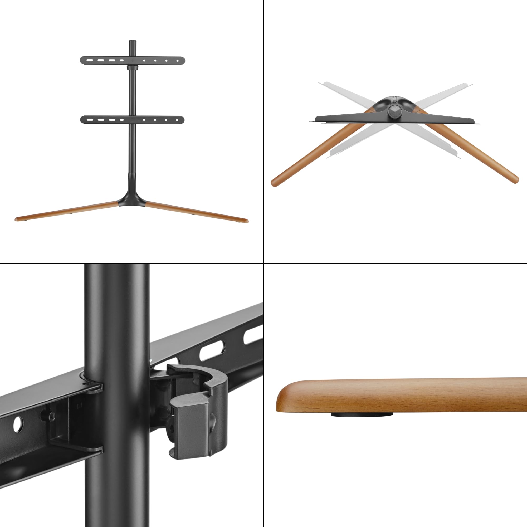 pro.tec TV-Standfuß Ystad Fernsehhalterung für Bildschirme bis zu 65 Zoll und 40kg Monitorhalterung schwenkbarer TV-Ständer 76,5x97x35cm VESA von 200x200 bis 400x400mm