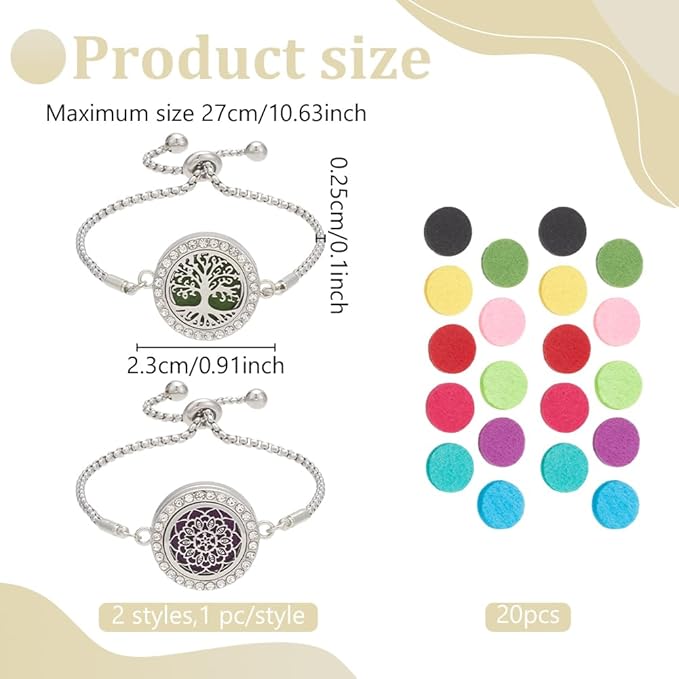 WEBEEDY 2 Pulseras Difusoras de Aceites Esenciales Ajustables miniatura 3