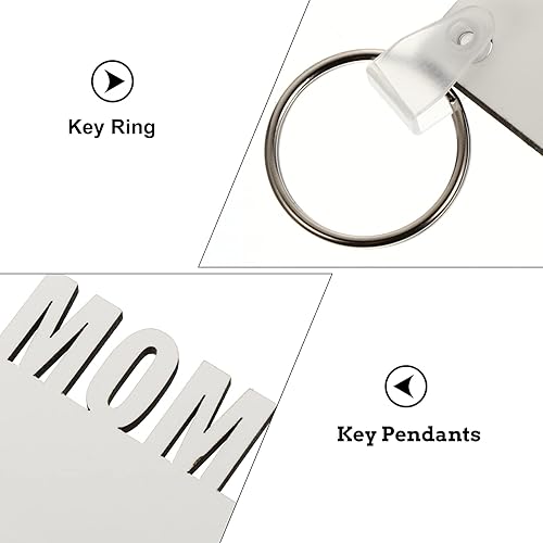 Miniatura 6 de EXCEART 8 llaveros en blanco de sublimación de transferencia de calor, llavero impreso de doble cara MDF DIY llavero en blanco con llaveros para